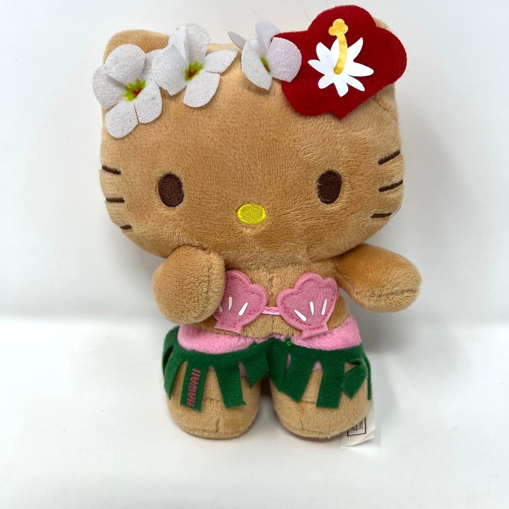 Hello Kitty Hawaii Hula Dancer Plush 2018 Sanrio Tropical Luau Stuffed Toy 6"